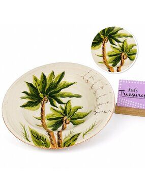 Tabletops ESCADA Hand Crafted Palm Trees Topical Beach 14.25"Large Serving Bowl